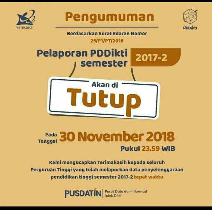 Surat Edaran Penutupan Laporan Pelaporan 2017-2