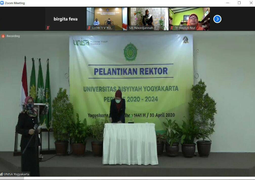 UNISA Yogyakarta Melangsungkan Pelantikan Rektor Secara Daring