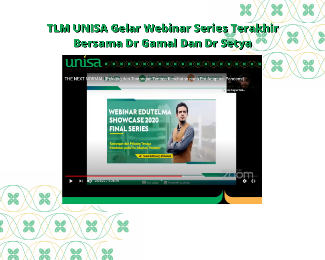TLM UNISA Gelar Webinar Series Terakhir Bersama Dr Gamal Dan Dr Setya