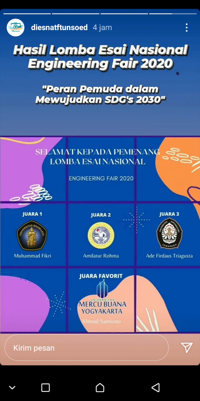 Mahasiswa Fakultas Psikologi UMBY Juara Favorit Lomba Esai Tingkat Nasional