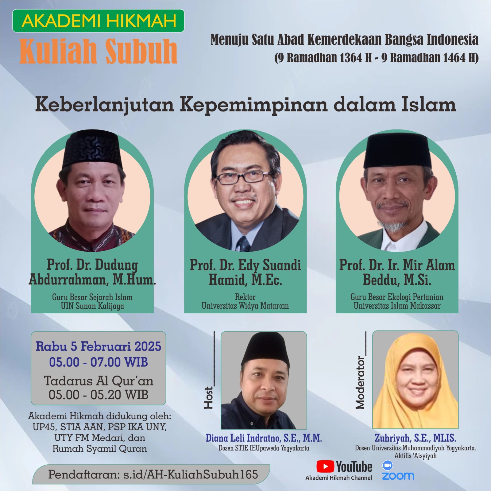KULIAH SUBUH AKADEMI HIKMAH ANGKAT TEMA KEPEMIMPINAN BERKELANJUTAN DALAM ISLAM