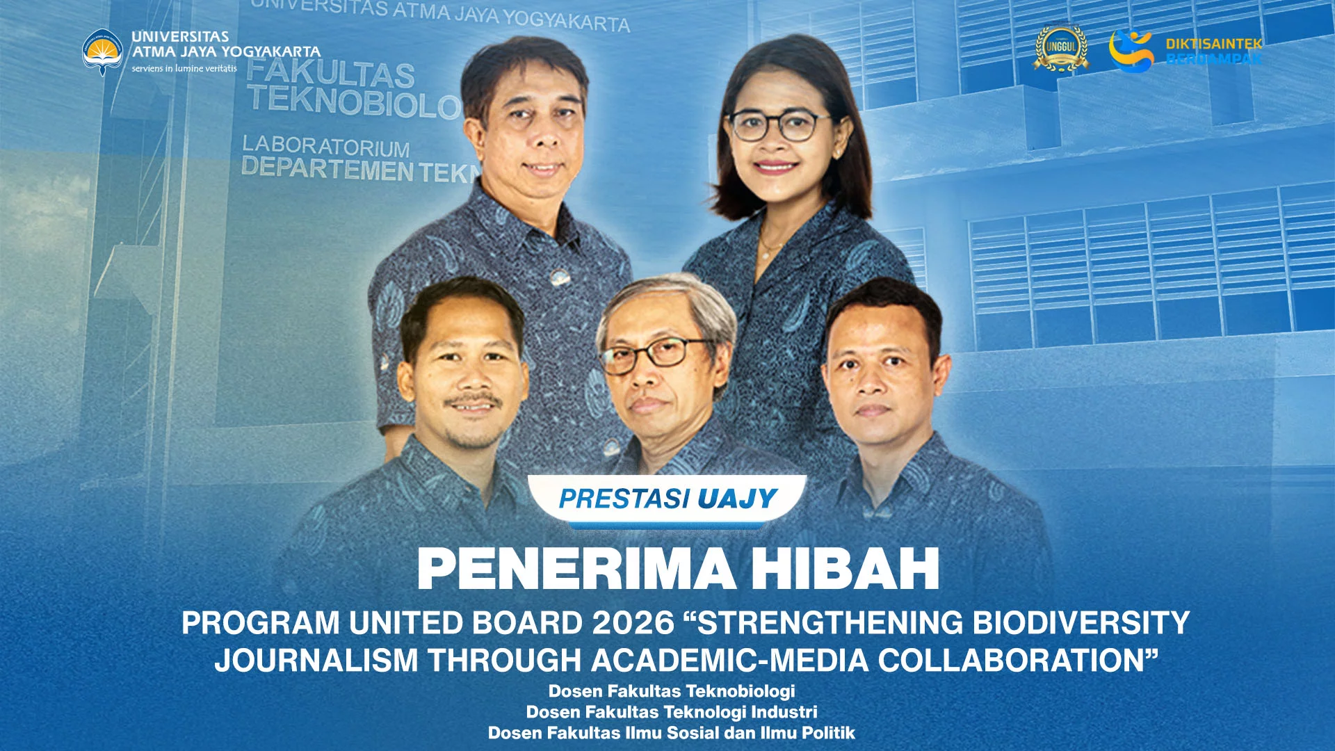DOSEN UAJY RAIH PROGRAM PENDANAAN UNITED BOARD 2026 DENGAN MENGANGKAT ISU BIODIVERSITAS