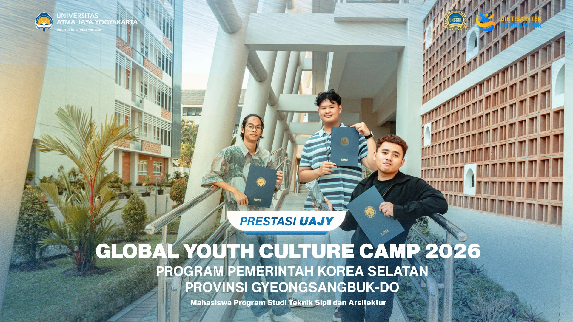 TIGA MAHASISWA UAJY IKUTI GLOBAL YOUTH CULTURE CAMP 2026 DI KOREA SELATAN