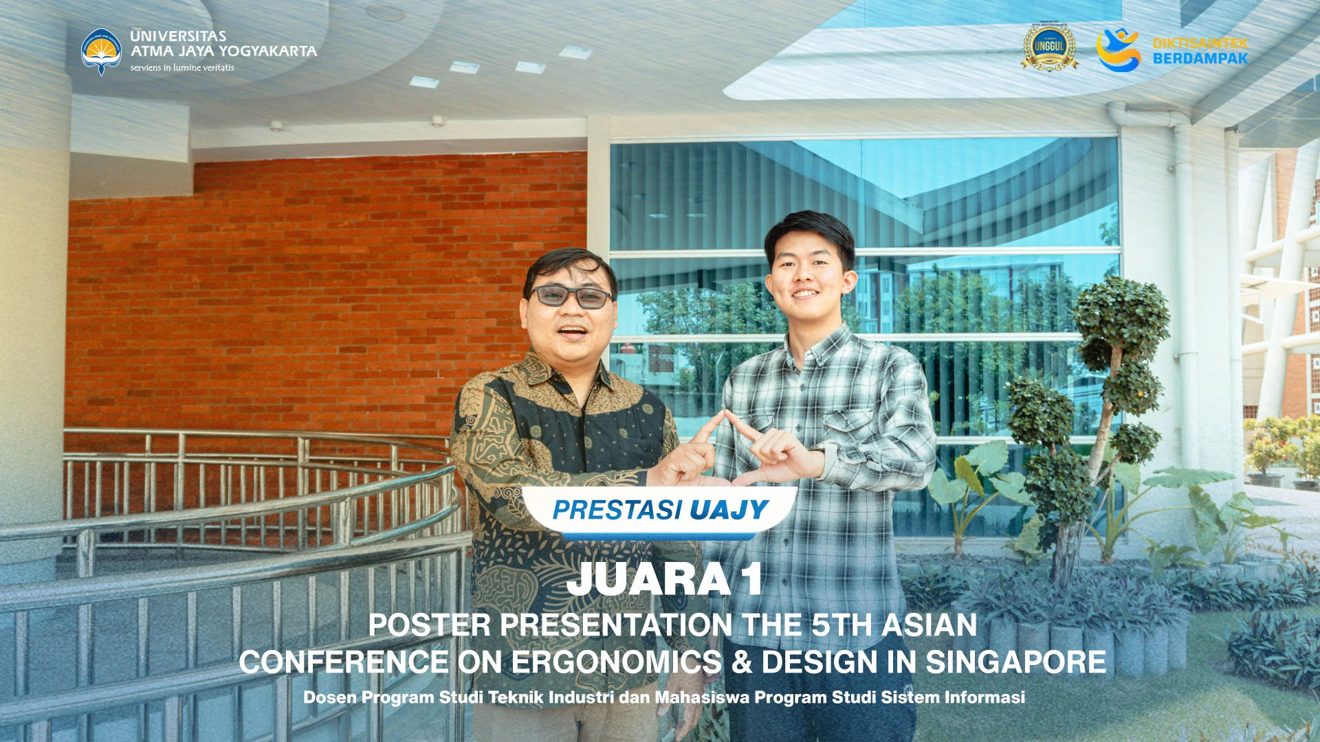 Tim UAJY Juara 1 Kategori Poster pada ACED Conference 2026 di Singapura