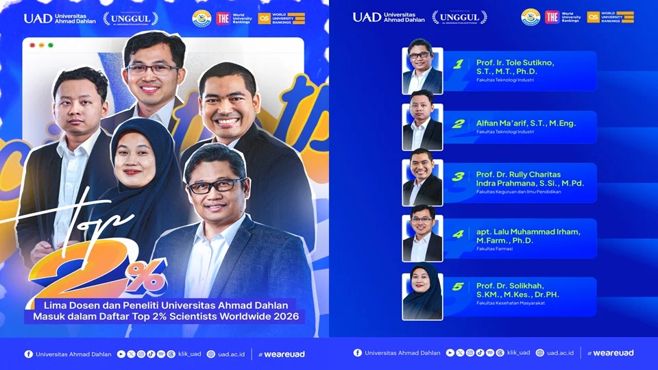 Riset Berdampak Global, Lima Dosen UAD Masuk Daftar Ilmuwan Dunia
